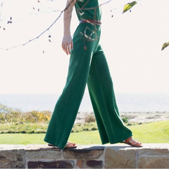 Suzie Kondi Pants - Suzie Kondi Velour Flare Pants in Spruce